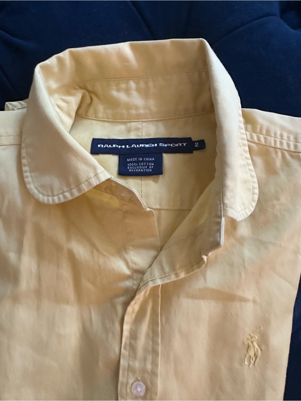 Ralph Lauren Sport Women Pale Yellow Cotton Button-Down Shirt size 2